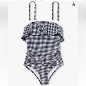 NWT Navy Gingham One Piece Swimsuit Size S (4-6)